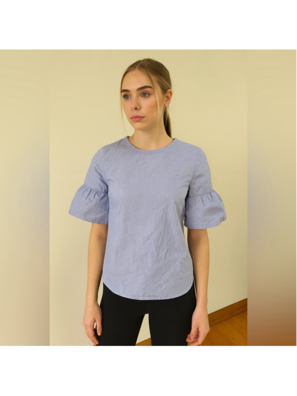 J. Crew Light Blue Puff Sleeve Blouse